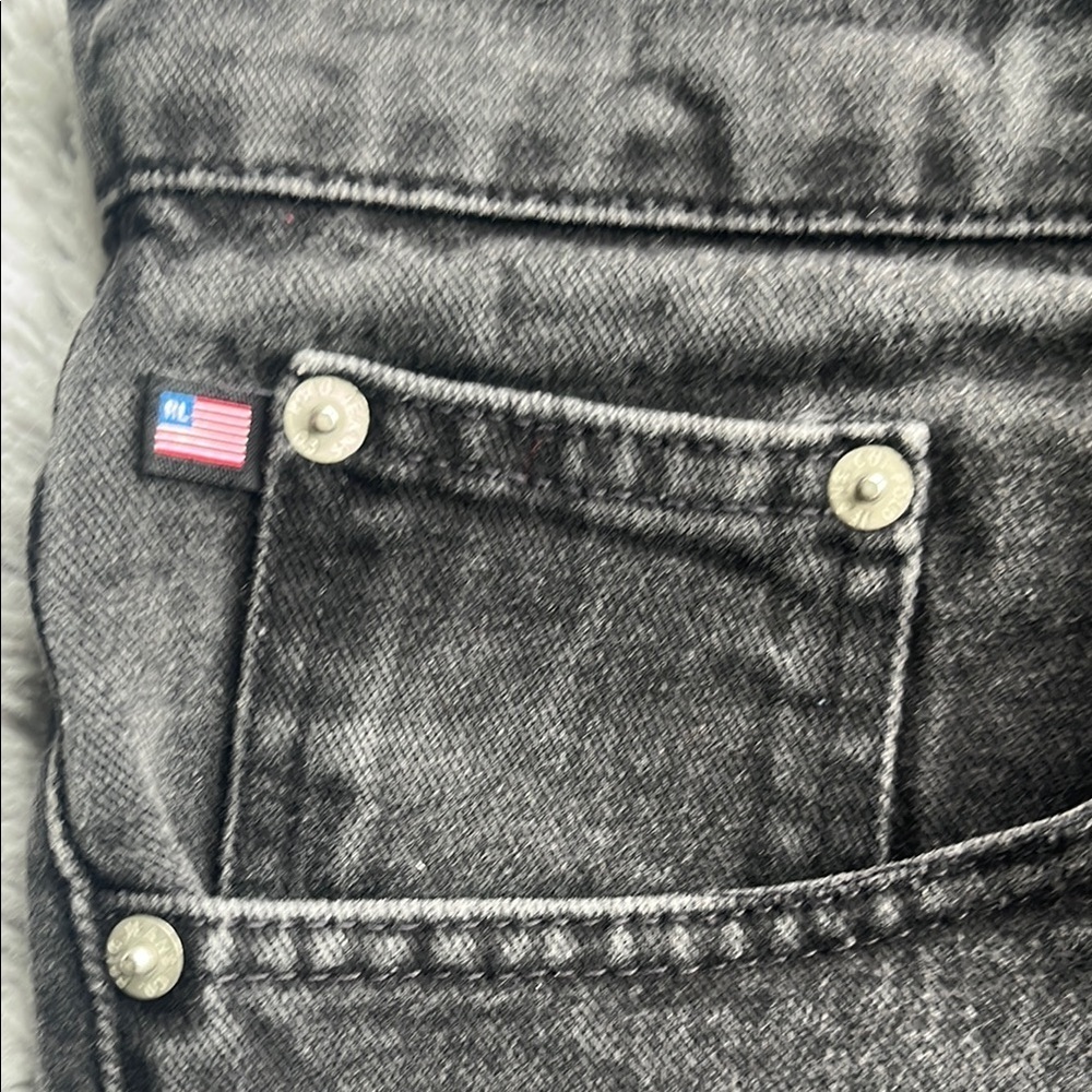 VTG 90S POLO JEANS COMPANY RALPH LAUREN black Denim relaxed mid-rise cut off 10 - Picture 3 of 10